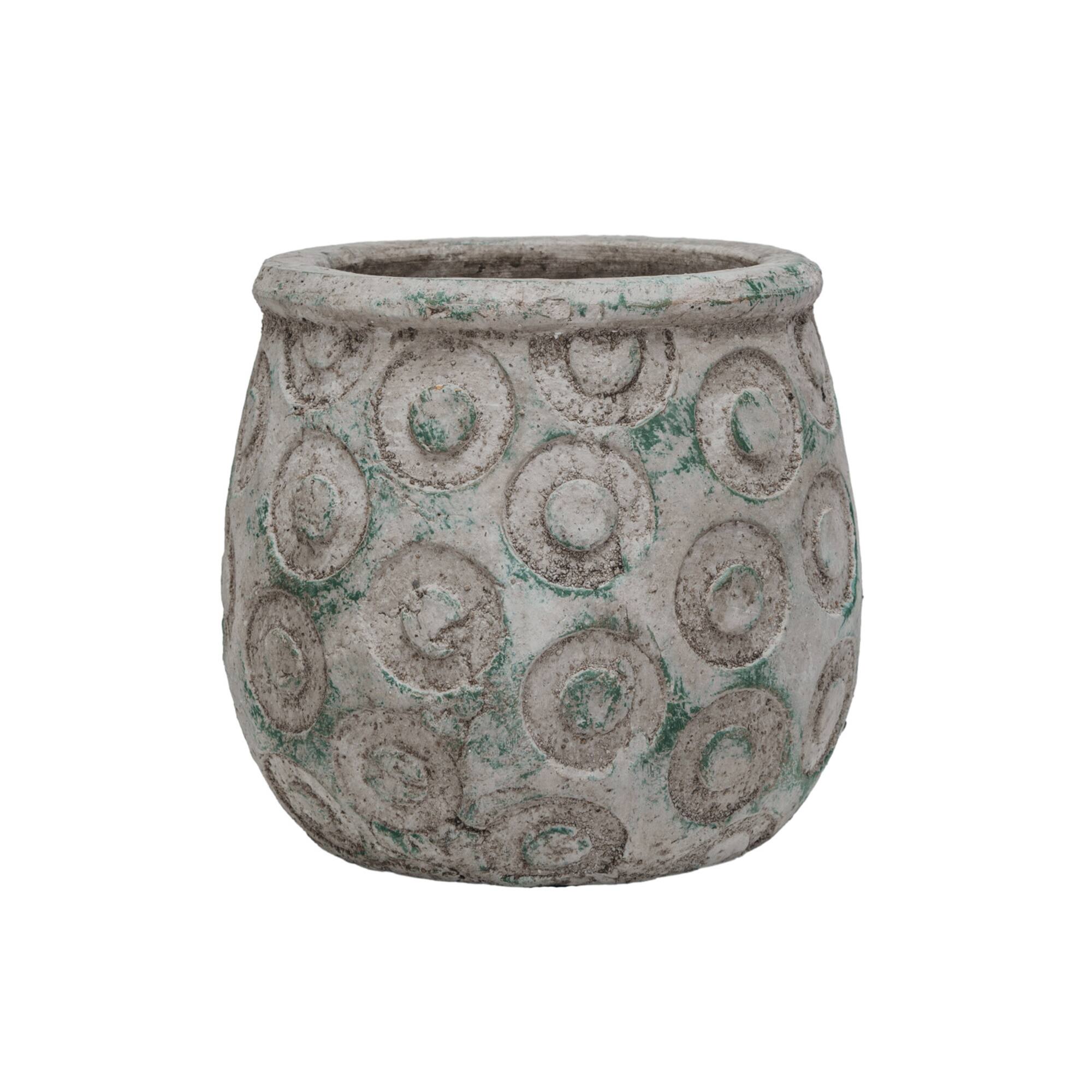 Hello Honey® 6.5" Green Debossed Circles Terra Cotta Planter